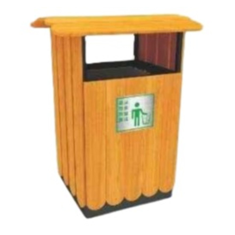 BOTE DE BASURA DE MADERA PARA EXTERIOR Con tapa